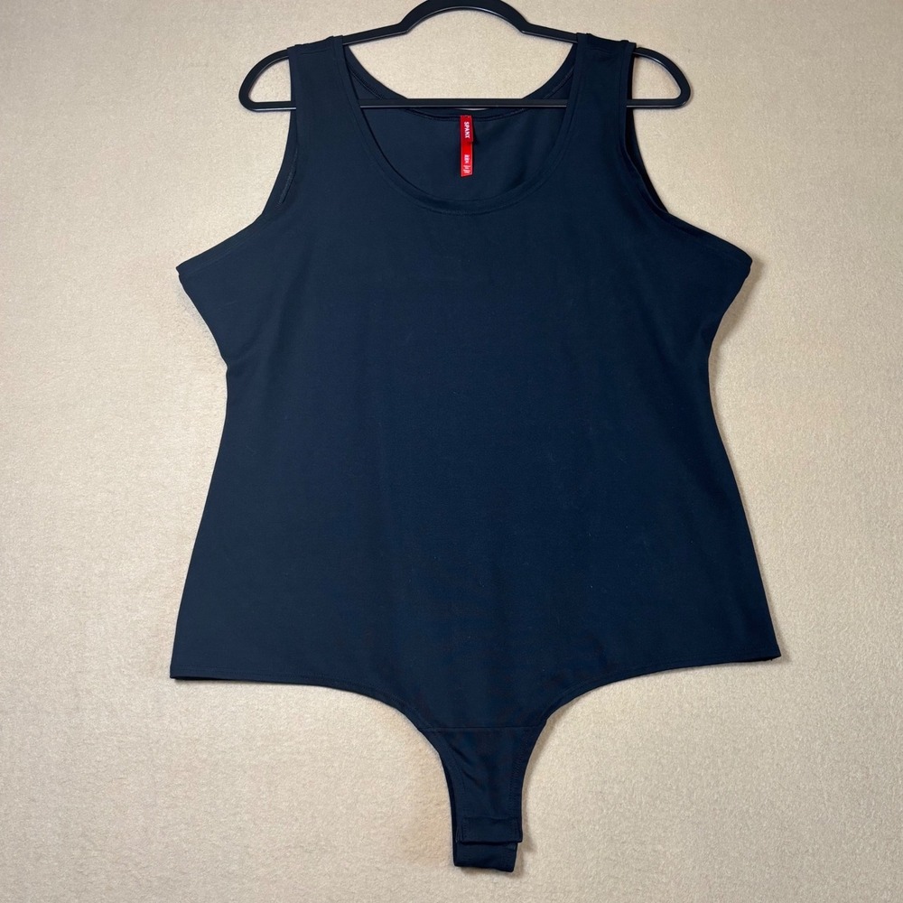 Spanx Suit Your Fancy Tank Bodysuit Black Sleeveless Thong Back 2X 2XT
